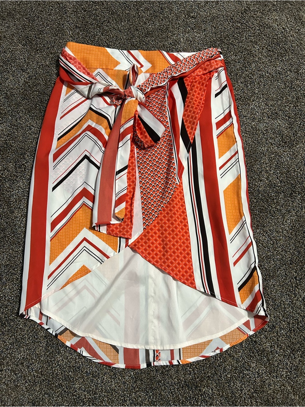 NWT Banana Republic size 12P orange white faux wrap skirt business casual boho
